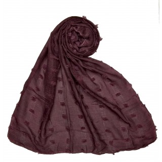 Designer Cotton Checkered Stole - Maroon